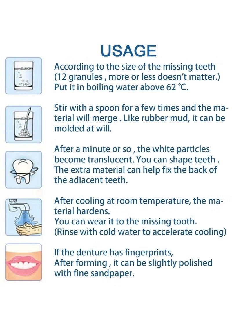 إيلهو طقم إصلاح الأسنان الاصطناعية بالتشكيل الحراري، حبيبات إصلاح الأسنان للأسنان المفقودة والمكسورة، طقم إصلاح حشوات الأسنان المؤقتة - Image 5